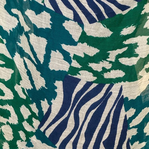 Unbranded Scarf Womens Long Rectangle Blue Green Animal Print Camo Fringe - Picture 8 of 8